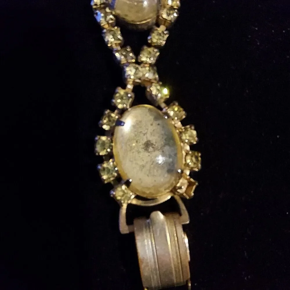 VTG Link Bracelet Rhinestones Prong Clear Stones